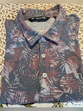 Travis Mathew Polo Shirt Men’s L Tropical Print Golf Casual Premium